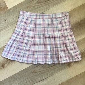 Aeropostale Pink White Plaid Pleated Skirt | juniors M | spring school Easter